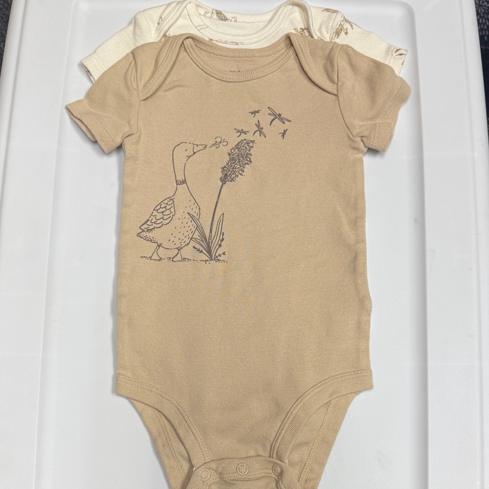 2 Pack- Tan and Cream Baby One Pieces Set